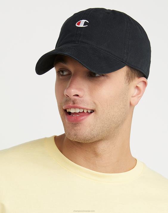 Champion moški oblačilo opran sproščen klobuk klasičen logotip 2B84895 Črna