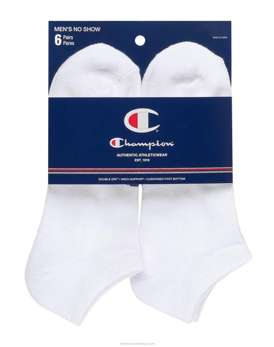 Champion moški No-show nogavice podaljšane velikosti 6 parov 2B84717 bela