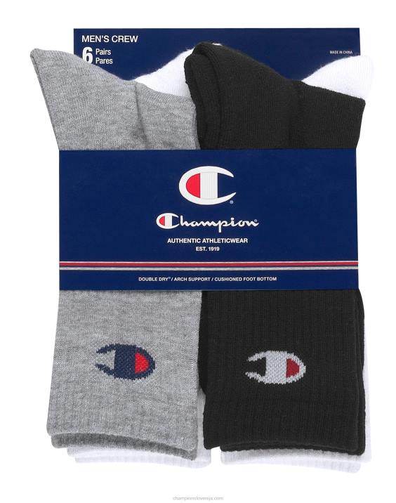 Champion moški crew socks podaljšane velikosti 6 parov 2B84715 bela
