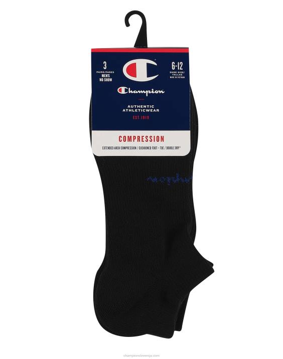 Champion moški kompresijske no-show nogavice 3 pari 2B84718 Črna