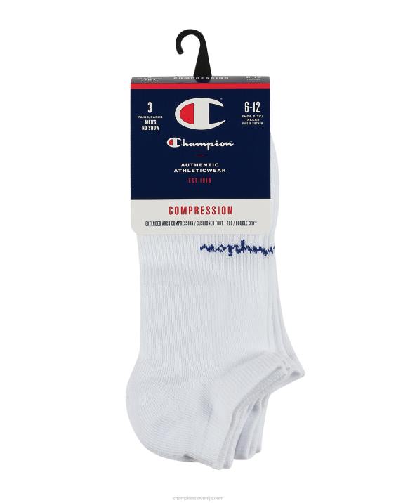 Champion moški kompresijske no-show nogavice 3 pari 2B84719 bela