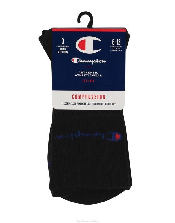Champion moški kompresijske srednje dolge nogavice 3 pari 2B84720 Črna