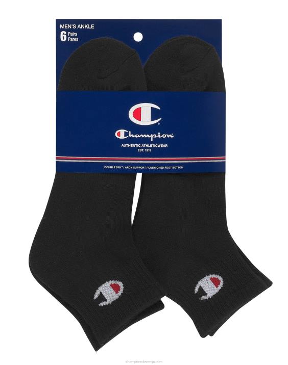 Champion moški nogavice do gležnja 6 par 2B84731 Črna