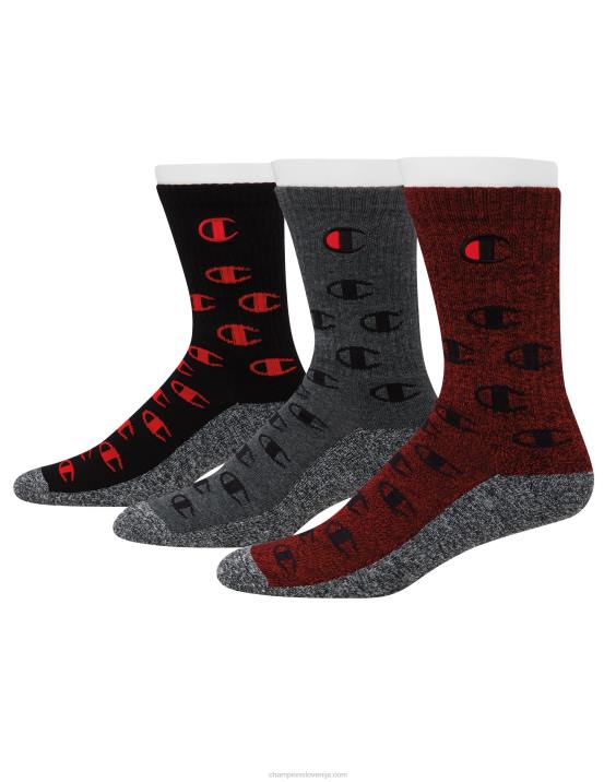 Champion moški spominske blazine nogavice crew 3 pari 2B84691 škrlatna/črna/oxford