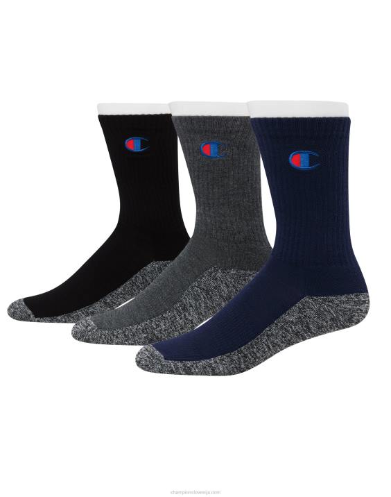 Champion moški spominske blazine nogavice crew 3 pari 2B84692 mornarsko/siva