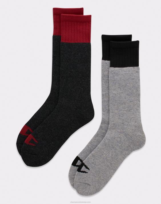 Champion moški zunanja težka posadka z volno 2 para 2B84705 brusnično rdeče/belo