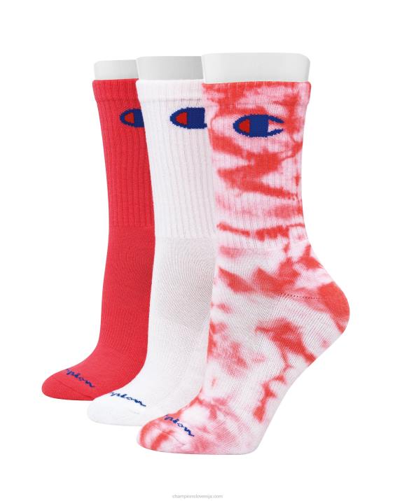 Champion ženske crew socks asist. tie-dye 3 pari 2B841586 izbrane rožnate breskve
