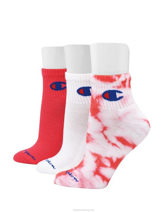Champion ženske gležnjarji asist. tie-dye 3 pari 2B841582 izbrane rožnate breskve