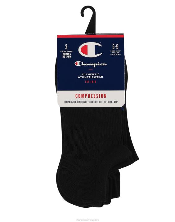 Champion ženske kompresijske no-show nogavice 3 pari 2B841599 Črna