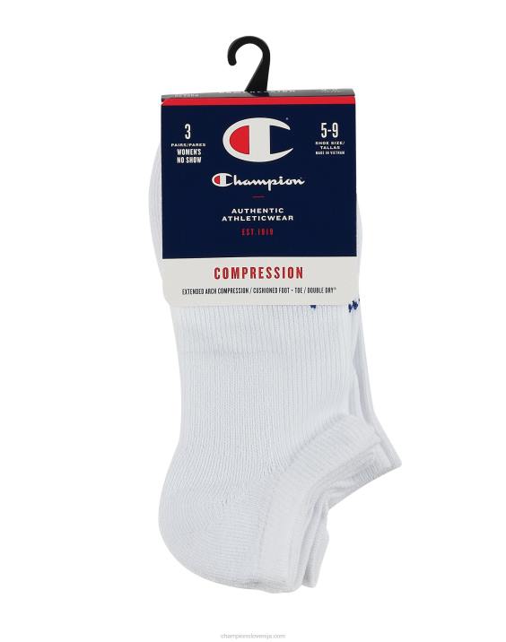Champion ženske kompresijske no-show nogavice 3 pari 2B841600 bela