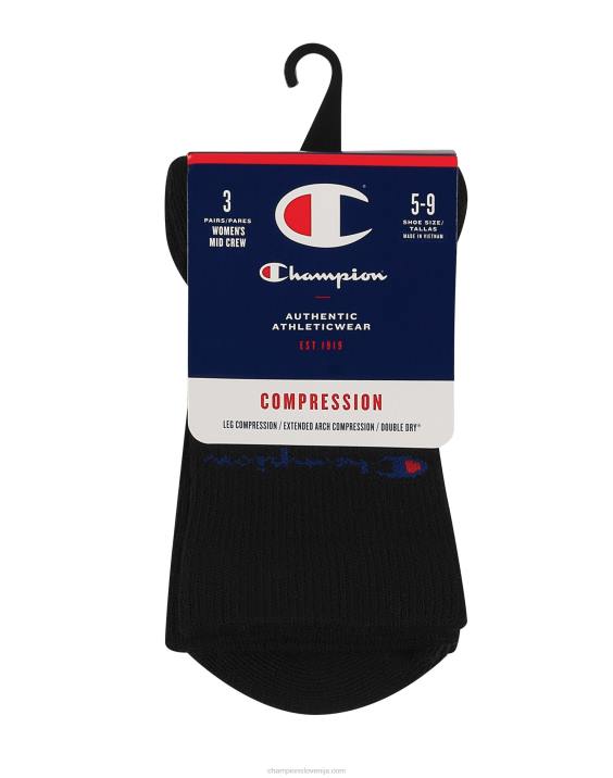 Champion ženske kompresijske srednje dolge nogavice 3 pari 2B841626 Črna