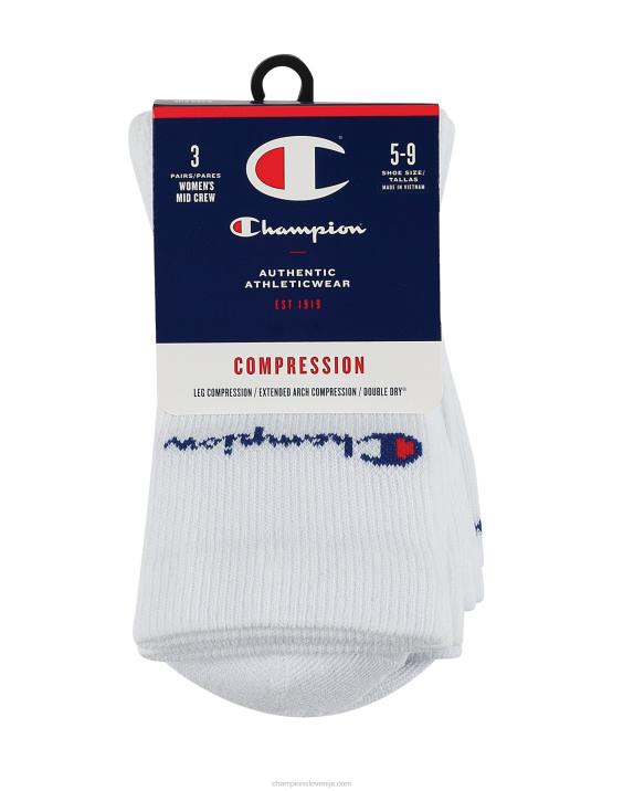 Champion ženske kompresijske srednje dolge nogavice 3 pari 2B841627 bela