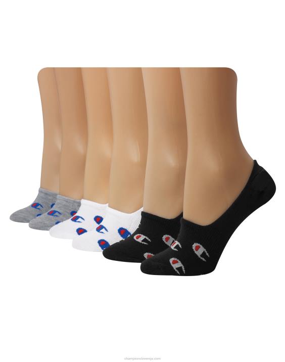 Champion ženske nevidne nogavice c logotipom 6 parov 2B841619 črna/siva/bela