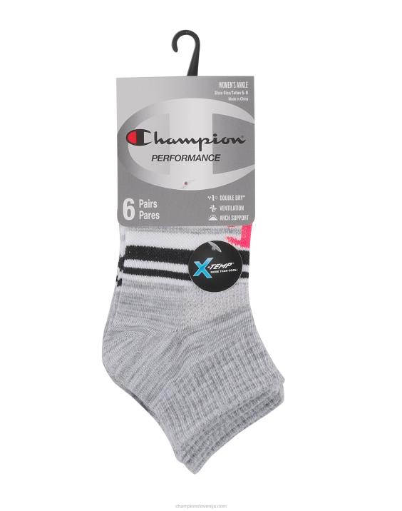 Champion ženske nogavice do gležnja 6 par 2B841601 siv resjev trak