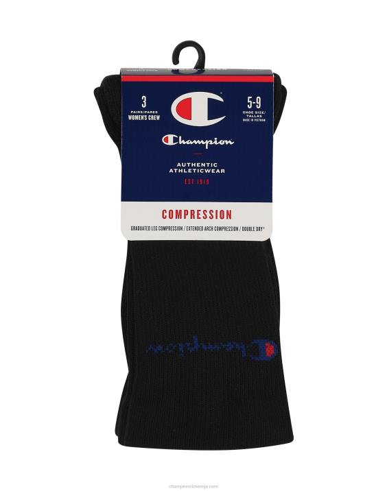 Champion ženske nogavice z graduirano kompresijo 3 pari 2B841593 Črna