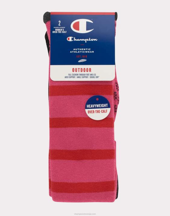 Champion ženske outdoor težke smučarske nogavice čez kolena 2 para 2B841587 roza/črna