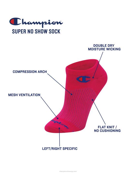Champion ženske šport super ne-show 3 pari 2B841568 wow pink/creative mauve/blue jay izbor