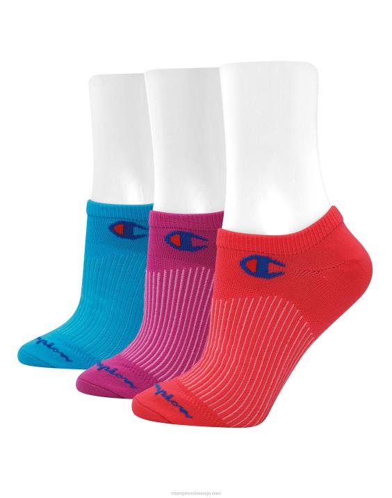 Champion ženske šport super ne-show 3 pari 2B841569 rožnata breskev/priljubljena fuksija/tempo modrozelena