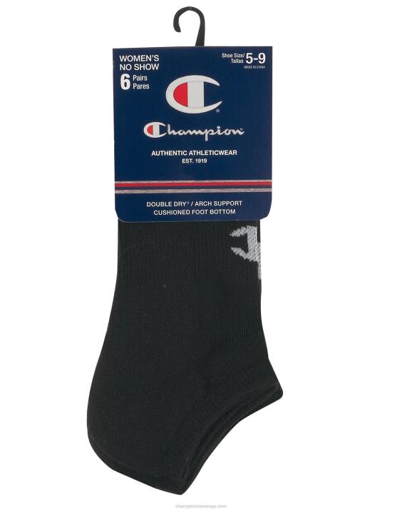 Champion ženske trdne no show nogavice 6 parov 2B841595 Črna