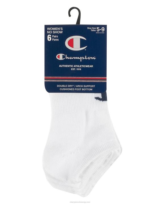 Champion ženske trdne no show nogavice 6 parov 2B841596 bela