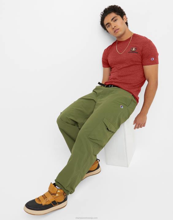 Champion moški cargo hlače take a hike s pasom 30\" 2B84231 tovorna oljka