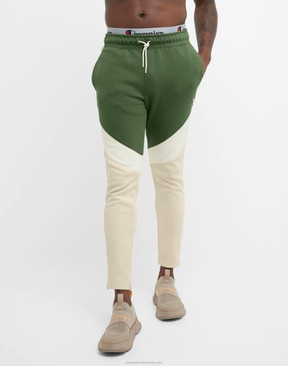 Champion moški flex colorblock hlače c našitki 29" 2B84210 cargo olivno/belo/sveže tan