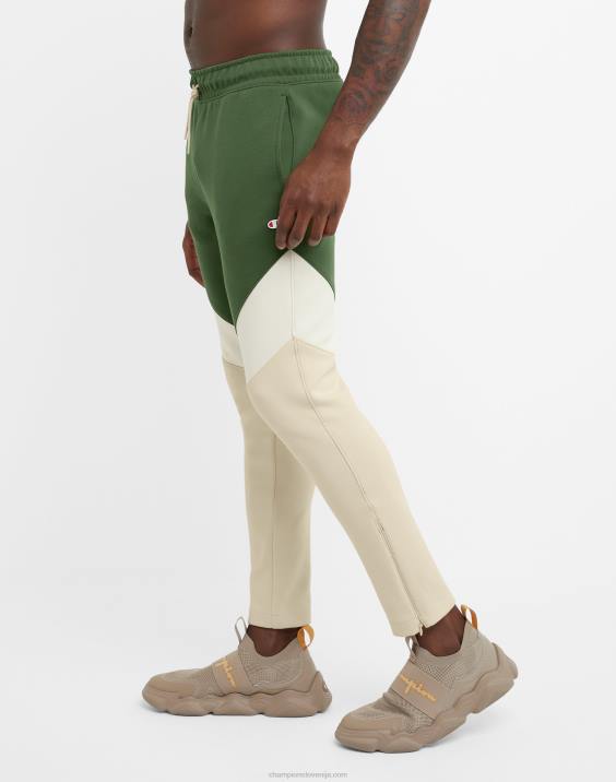 Champion moški flex colorblock hlače c našitki 29\" 2B84210 cargo olivno/belo/sveže tan