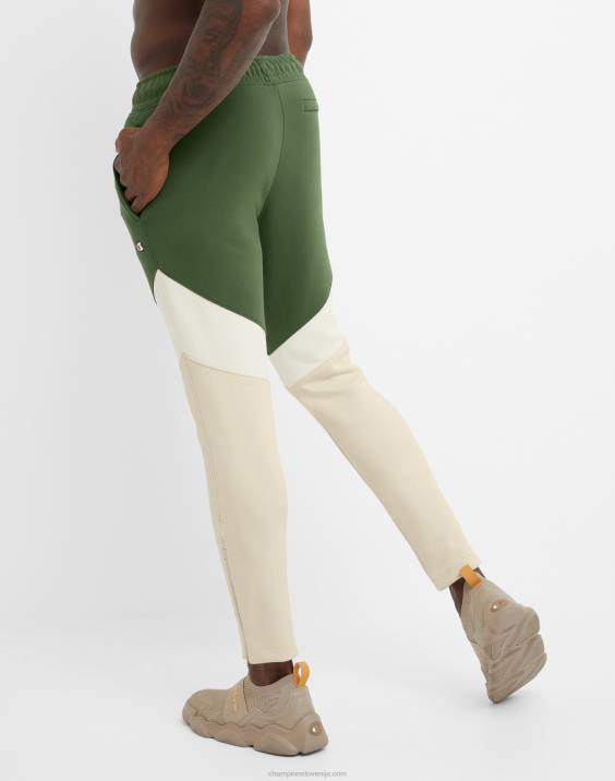 Champion moški flex colorblock hlače c našitki 29\" 2B84210 cargo olivno/belo/sveže tan