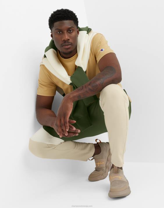 Champion moški flex colorblock hlače c našitki 29\" 2B84210 cargo olivno/belo/sveže tan