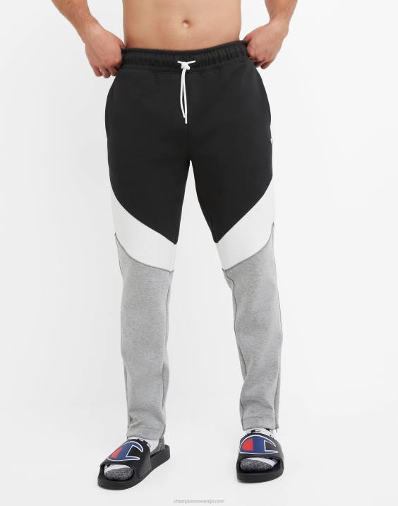 Champion moški flex colorblock hlače c našitki 29" 2B84211 črna/bela/oxford siva