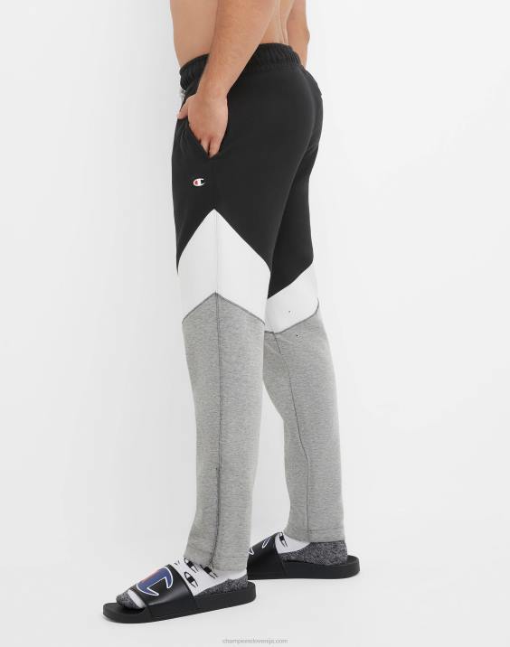 Champion moški flex colorblock hlače c našitki 29\" 2B84211 črna/bela/oxford siva
