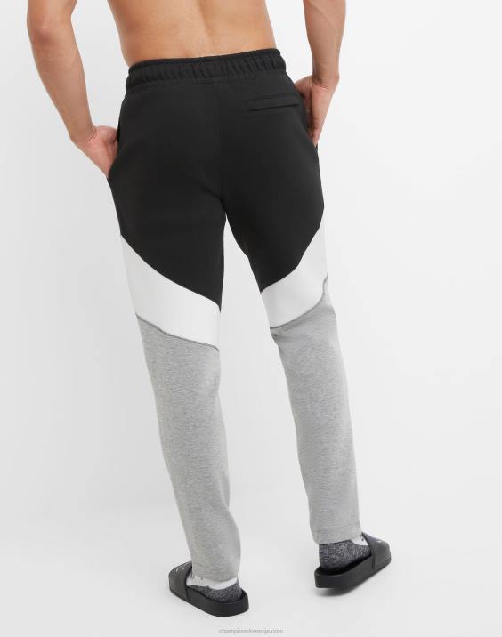 Champion moški flex colorblock hlače c našitki 29\" 2B84211 črna/bela/oxford siva