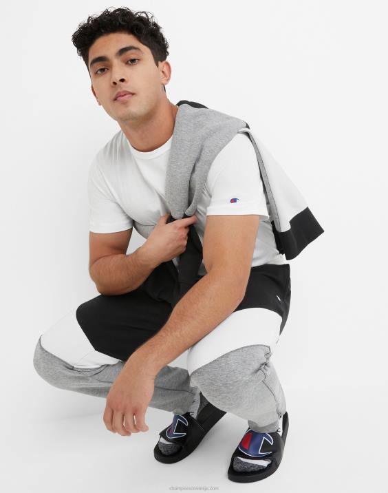 Champion moški flex colorblock hlače c našitki 29\" 2B84211 črna/bela/oxford siva