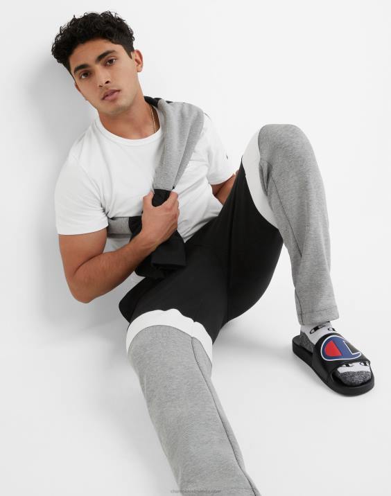 Champion moški flex colorblock hlače c našitki 29\" 2B84211 črna/bela/oxford siva