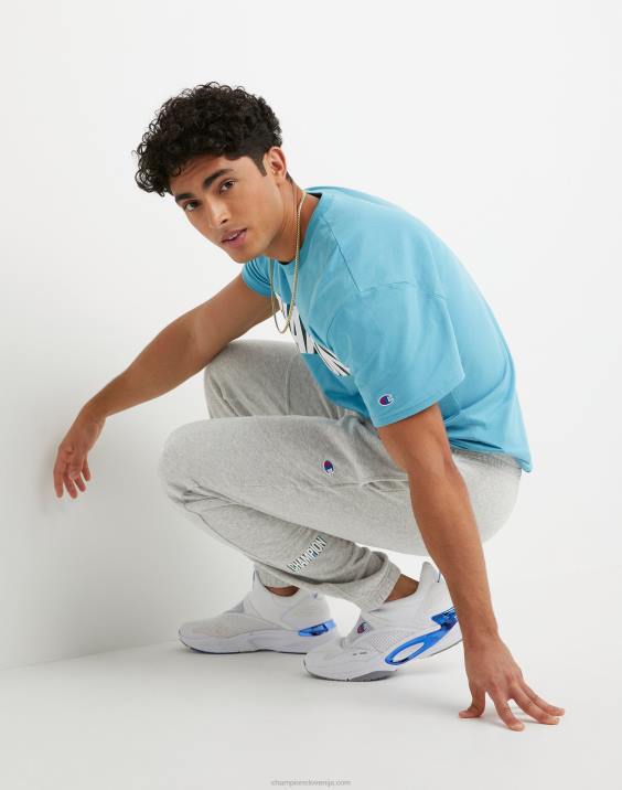 Champion moški global explorer francoski terry tekači z aberacijskim blokom logotip 30\" 2B84310 oxford siva vresa/multi