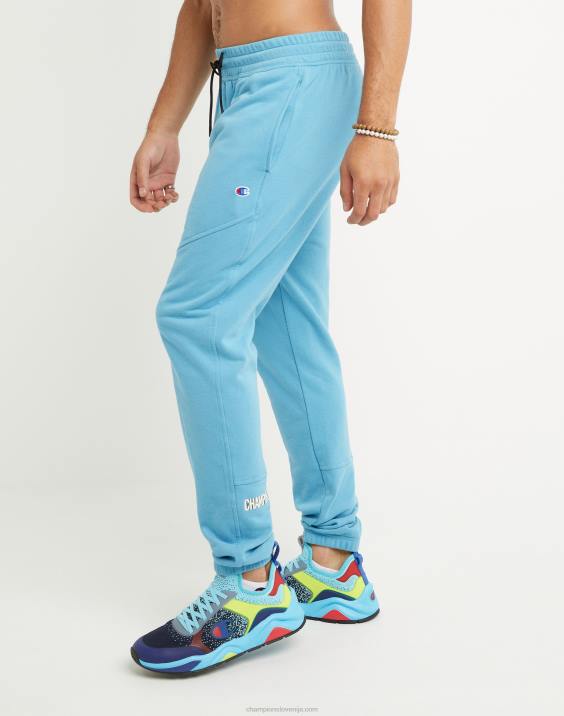 Champion moški global explorer francoski terry tekači z aberacijskim blokom logotip 30\" 2B84311 modri oceanski čoln