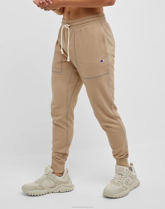 Champion moški global explorer joggerji iz frotirja c z našitkom 31\" 2B84225 podeželski oreh