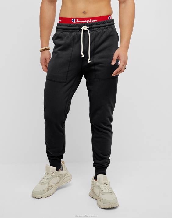 Champion moški global explorer joggerji iz frotirja c z našitkom 31" 2B84226 Črna