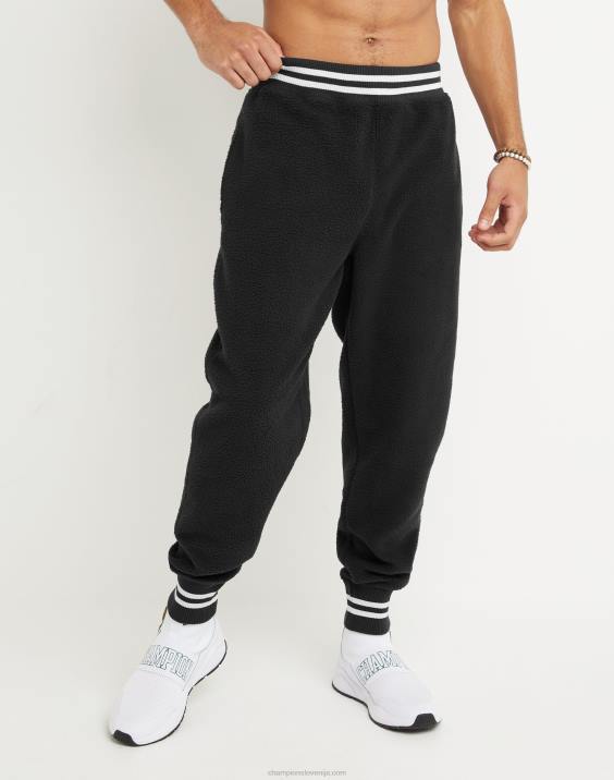 Champion moški joggerji iz flisa z visokim dolžinom in vezenim c logotipom 30,5" 2B84287 Črna