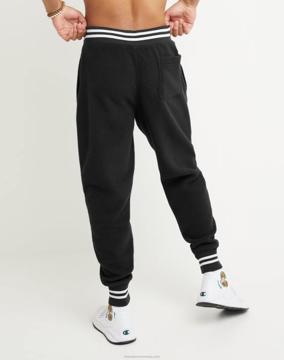 Champion moški joggerji iz flisa z visokim dolžinom in vezenim c logotipom 30,5\" 2B84287 Črna