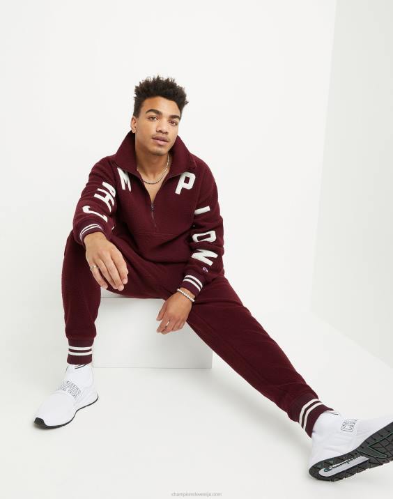 Champion moški joggerji iz flisa z visokim dolžinom in vezenim c logotipom 30,5\" 2B84288 kostanjeva