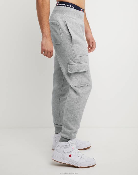 Champion moški joggerji v vzvratnem tkanju z vezenim c logotipom 30,5\" 2B84241 oksford siva