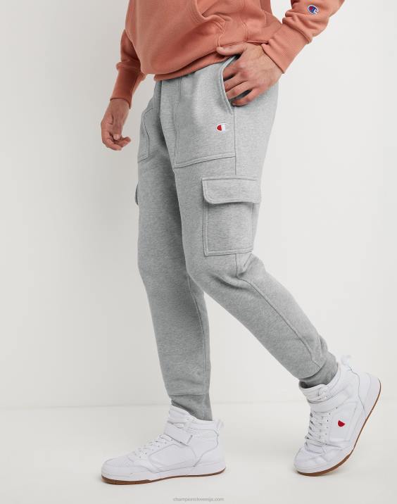 Champion moški joggerji v vzvratnem tkanju z vezenim c logotipom 30,5\" 2B84241 oksford siva