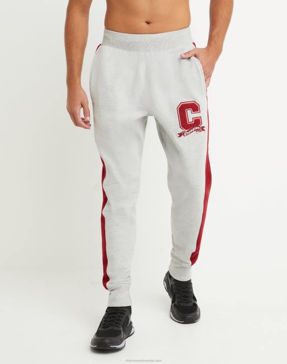 Champion moški joggerji z obrnjenim tkanjem, blok c, aplikacija 30,5" 2B84284 oksford siva/kardinal