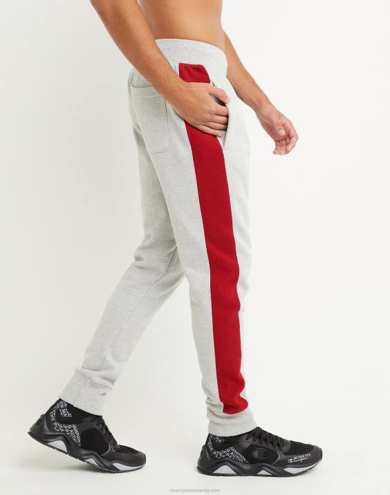 Champion moški joggerji z obrnjenim tkanjem, blok c, aplikacija 30,5\" 2B84284 oksford siva/kardinal