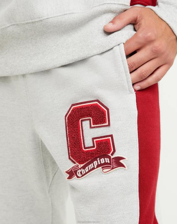 Champion moški joggerji z obrnjenim tkanjem, blok c, aplikacija 30,5\" 2B84284 oksford siva/kardinal