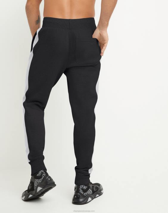 Champion moški joggerji z obrnjenim tkanjem, blok c, aplikacija 30,5\" 2B84285 črna/oxford siva