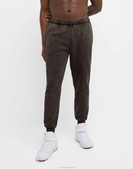 Champion moški joggerji za tek s kislino, valoviti logotip 30" 2B84227 kislinsko pranje črno