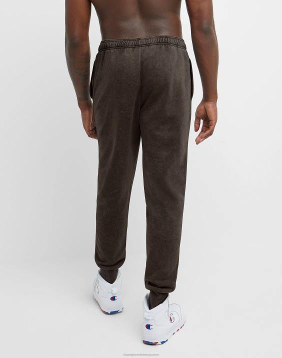 Champion moški joggerji za tek s kislino, valoviti logotip 30\" 2B84227 kislinsko pranje črno