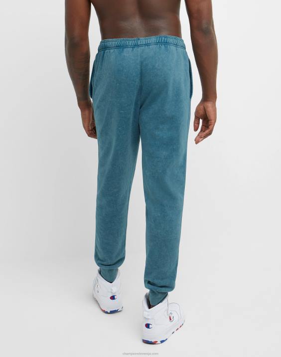 Champion moški joggerji za tek s kislino, valoviti logotip 30\" 2B84228 kislo pranje čudovito turkizno